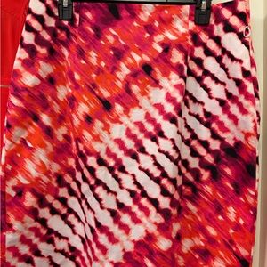 Worthington Pink and Red A-Line Skirt